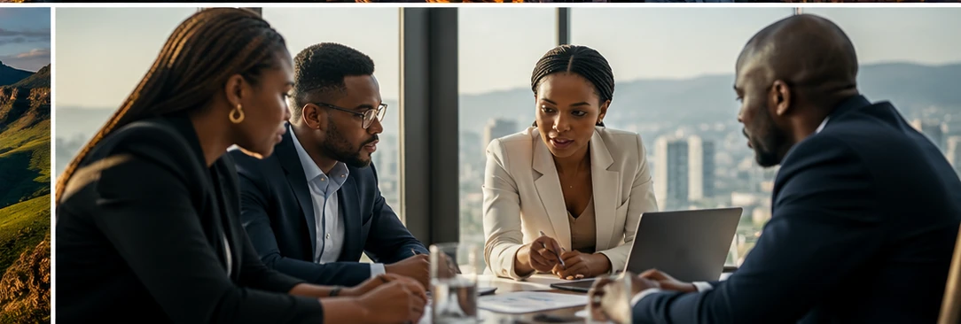 Professionals collaborating around a table